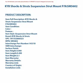 Kyb Shocks & Struts 781552666523 And Suspension Strut Mount P/n Sm5602 #3
