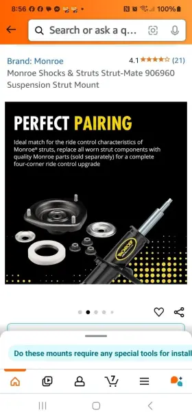 906960 Monroe Shocks And Stuts Strut-mate Suspension Strut Mount