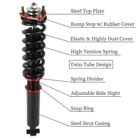 Cov604-bk-rd-2d Riaiciing Coilover Suspension Kit For 06-13 Lexus Is250 Is350 Rwd Damper Shock Adjustable #2