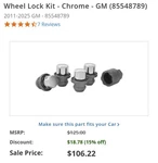 Oem 2011-2026 Buick Cadillac Chevy Gmc Wheel Lock Kit M14 X 1.5 85548789. Fixed Price $28.00.