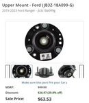 Genuine Ford Upper Mount JB3Z-18A099-G. Fixed Price $49.00.