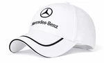 White Mercedes-benz Cap Adjustable Embroidered Black Logo, Stripe, And Trim Car. Fixed Price $22.99.