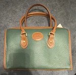 Gas Green/brown Pebbled Satchel Top Handle Bag Zip Detachable Strap Vintage. Fixed Price $45.00.