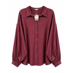 Nwt Geegee Plus 2XL Burgundy Wine Satin Blouse Puff Sleeve Coquette Office Party. Fixed Price $34.99.