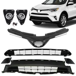Front Upper Lower Grille Foglights Towing Cover Set For 2016-2018 17 Toyota RAV4. Fixed Price $96.99.