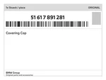 Genuine Bmw Covering Cap 51-61-7-891-281 New. Fixed Price $27.27.