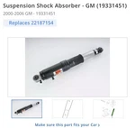 New Oem Rear Suspension Shock Absorber Gm (19331451) 2000-2006 Truck. Fixed Price $460.00.